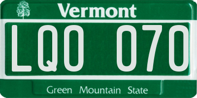 VT license plate LQO070