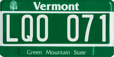 VT license plate LQO071