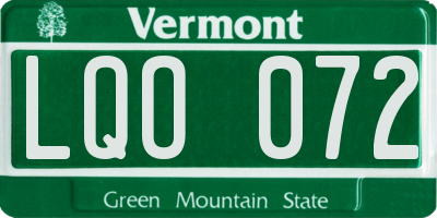 VT license plate LQO072