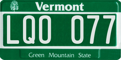 VT license plate LQO077