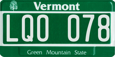 VT license plate LQO078