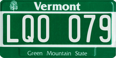 VT license plate LQO079