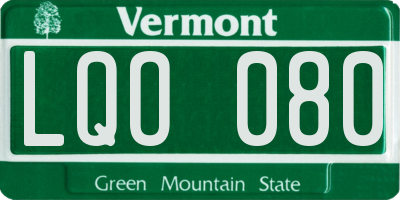 VT license plate LQO080
