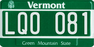VT license plate LQO081