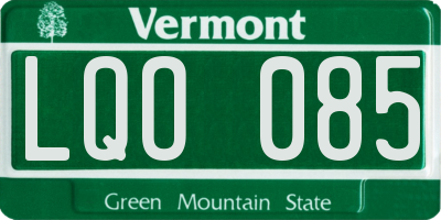 VT license plate LQO085