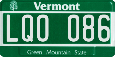 VT license plate LQO086