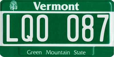 VT license plate LQO087