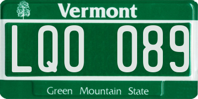 VT license plate LQO089