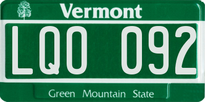 VT license plate LQO092