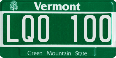 VT license plate LQO100