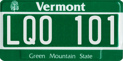 VT license plate LQO101