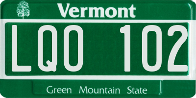 VT license plate LQO102