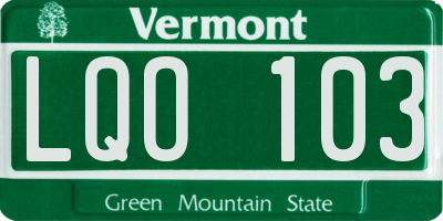 VT license plate LQO103