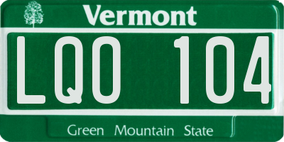 VT license plate LQO104