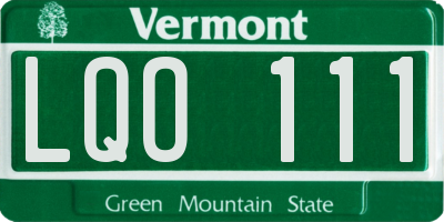 VT license plate LQO111