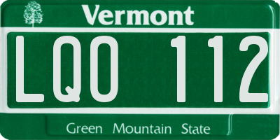 VT license plate LQO112