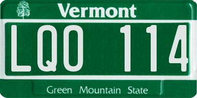VT license plate LQO114
