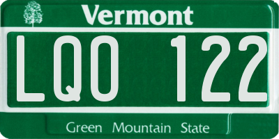 VT license plate LQO122