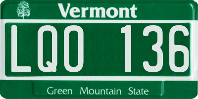 VT license plate LQO136