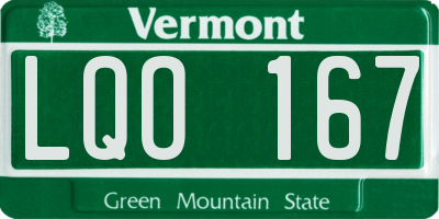 VT license plate LQO167