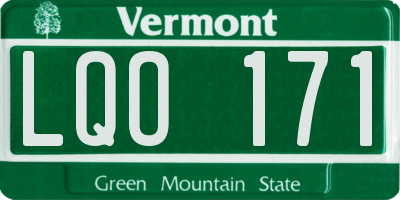 VT license plate LQO171