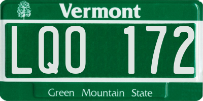 VT license plate LQO172