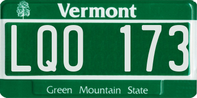 VT license plate LQO173