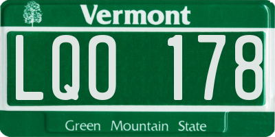 VT license plate LQO178