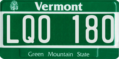 VT license plate LQO180