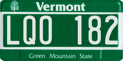 VT license plate LQO182