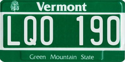 VT license plate LQO190