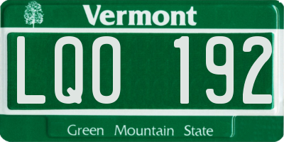 VT license plate LQO192
