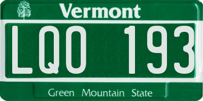 VT license plate LQO193
