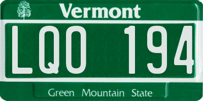 VT license plate LQO194
