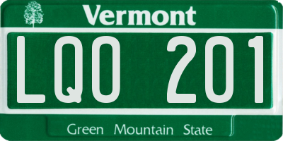 VT license plate LQO201