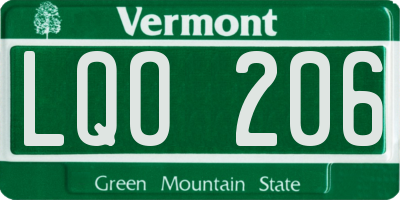 VT license plate LQO206