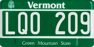 VT license plate LQO209