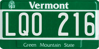 VT license plate LQO216