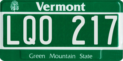 VT license plate LQO217