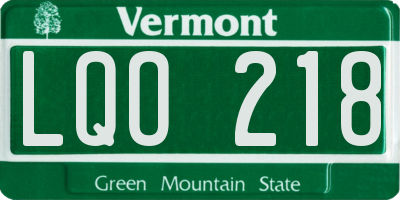 VT license plate LQO218