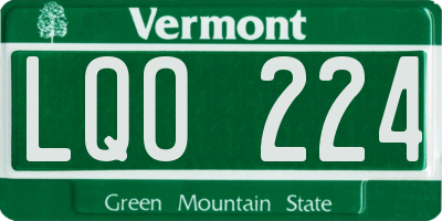 VT license plate LQO224