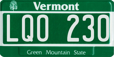 VT license plate LQO230