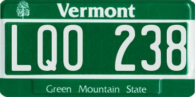 VT license plate LQO238