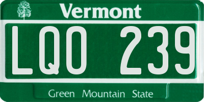 VT license plate LQO239