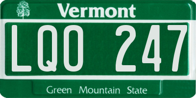 VT license plate LQO247