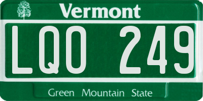 VT license plate LQO249