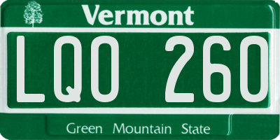 VT license plate LQO260