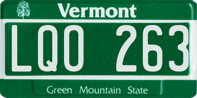 VT license plate LQO263