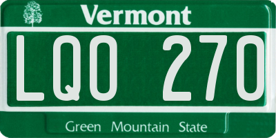 VT license plate LQO270