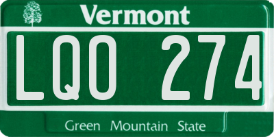 VT license plate LQO274